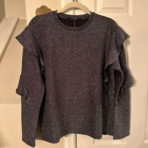 Scotch & Soda Maison Silver Lurex Ruffle Top Magical Attitudes Size M